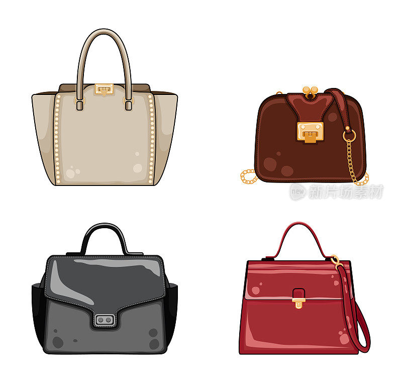 Woman color bags Designer Ladies Handbag collection. Fashionable and trendy handbags.